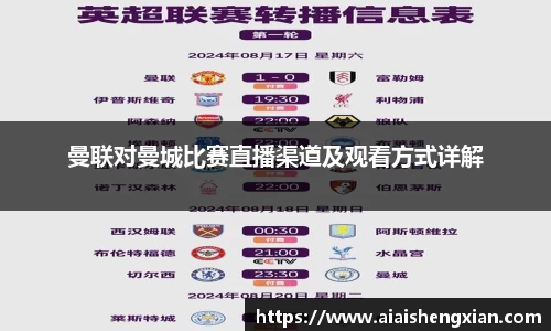 曼联对曼城比赛直播渠道及观看方式详解